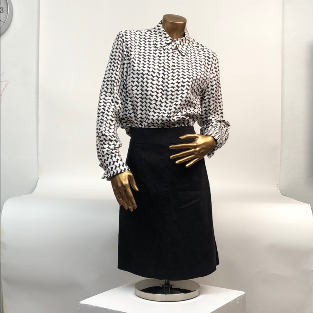 Alfani Silk Top-black white too
